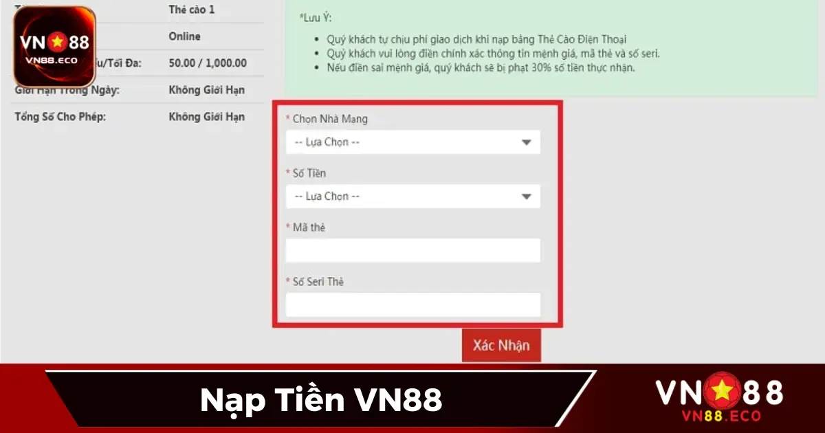 Hướng dẫn chi tiết cách nạp tiền vào VN88 nhanh và an toàn
